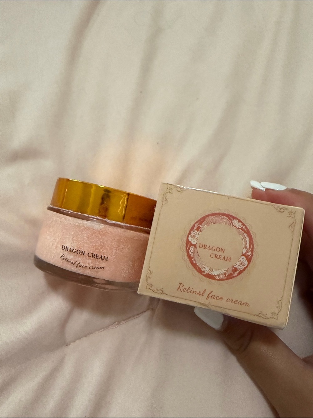 Amazon Dragon Cream Retinol Face Cream - Pink Jar with Gold Lid and Cream Box